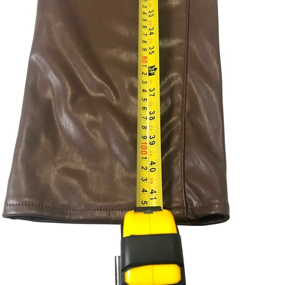 Vintage Brown Faux Leather Pants Women’s High Waist Straight Leg RetroY2K Size 4 - Picture 6 of 12